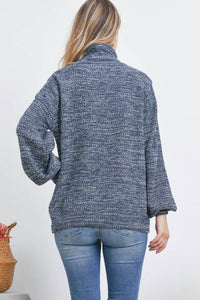 Zenana - Turtleneck Melange Balloon Sleeve Sweater