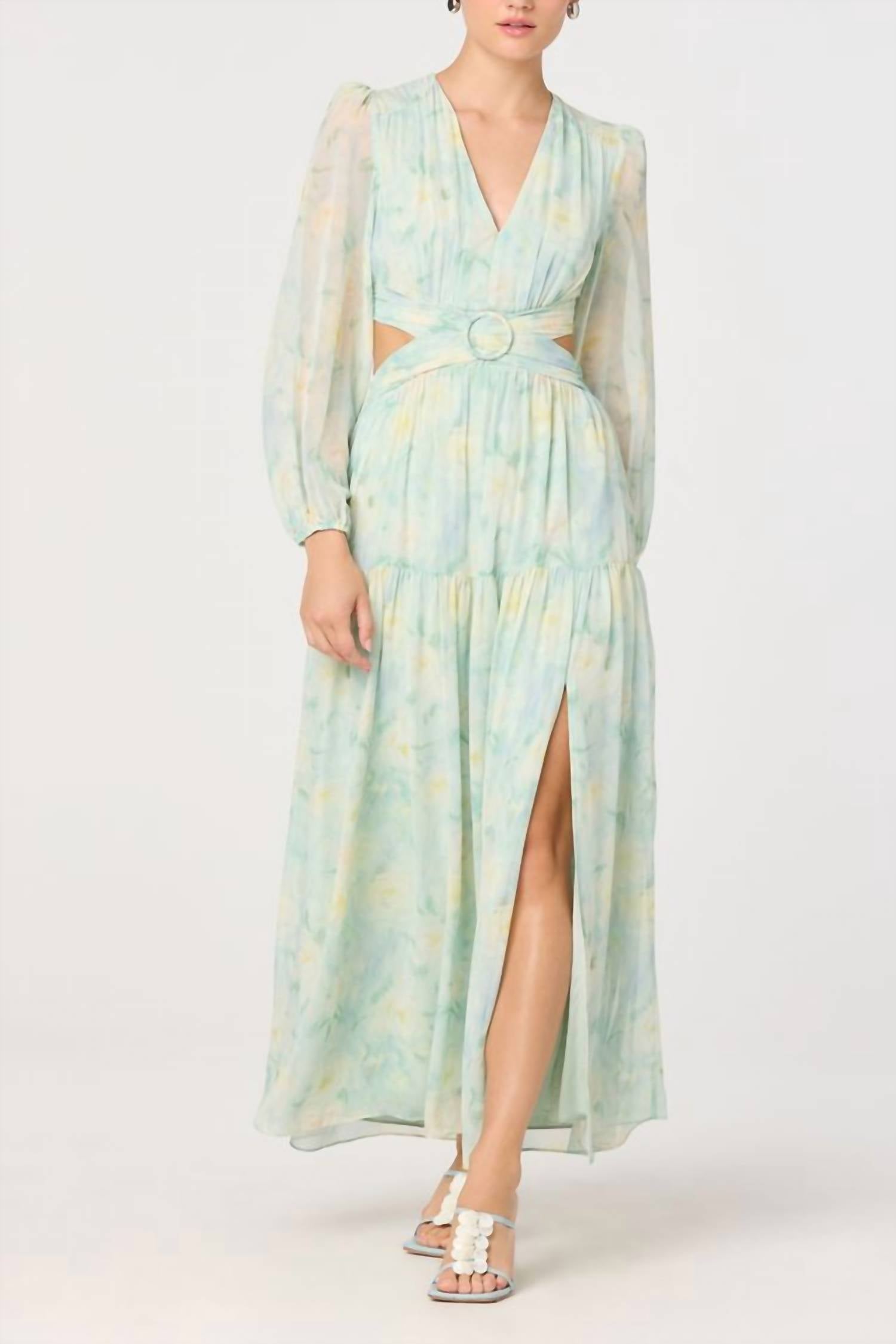 ASTR Klarissa Long Sleeve Dress in seafoam - women's dress