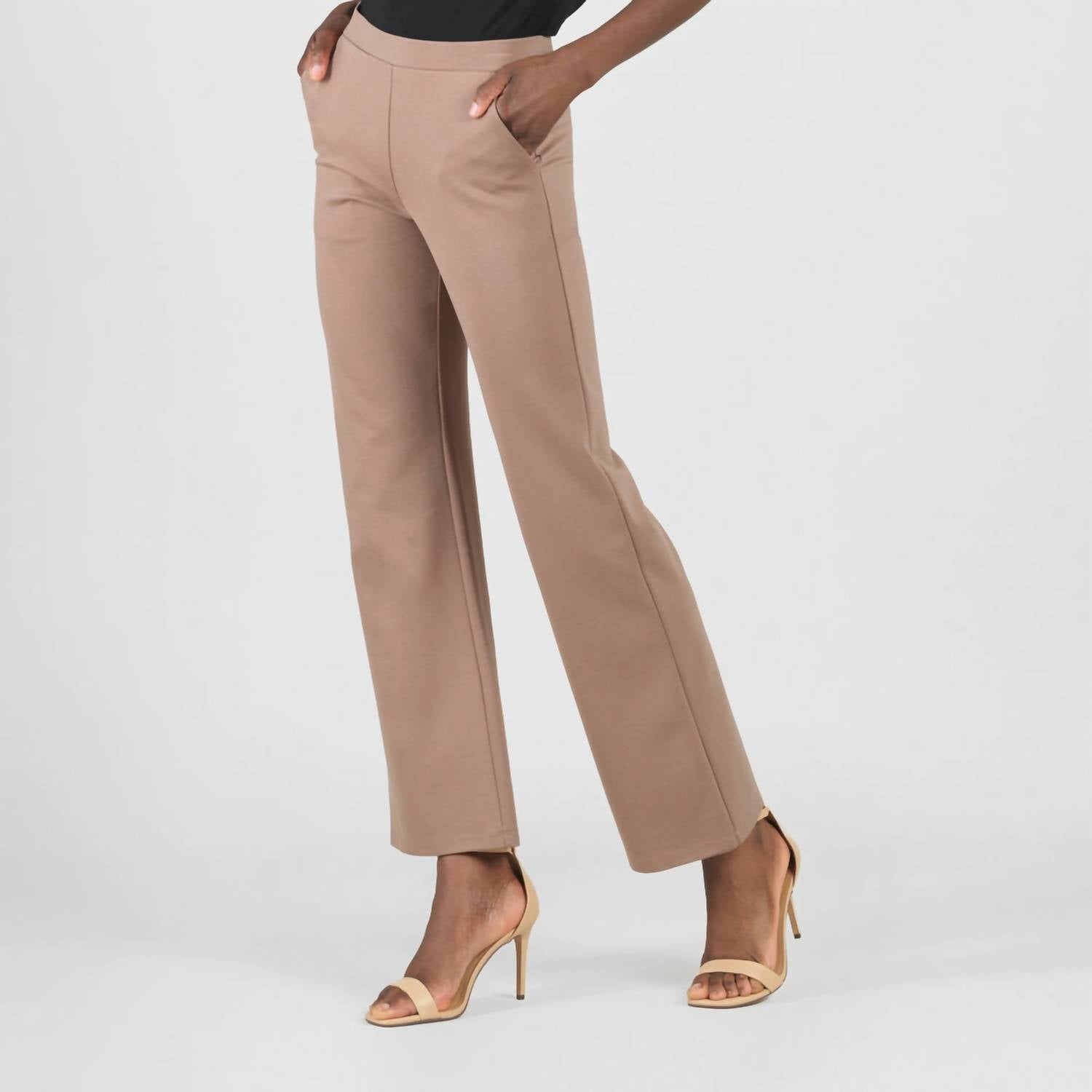Clara Sun Woo Loose Leg Pocket Pant in taupe - women's pants - detail view