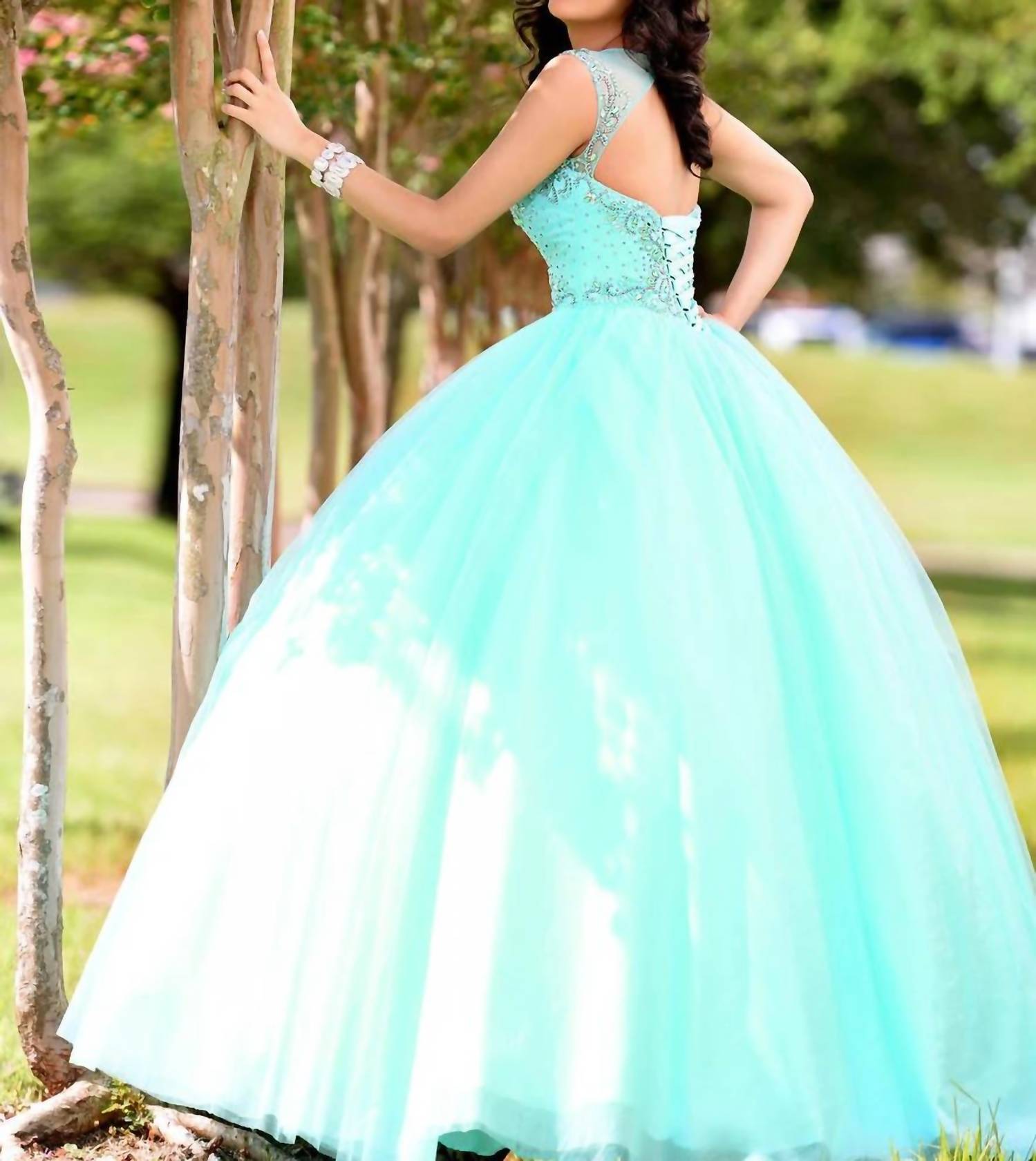 Karishma Creations Women's Prom Dress in mint - women's dress - detail view