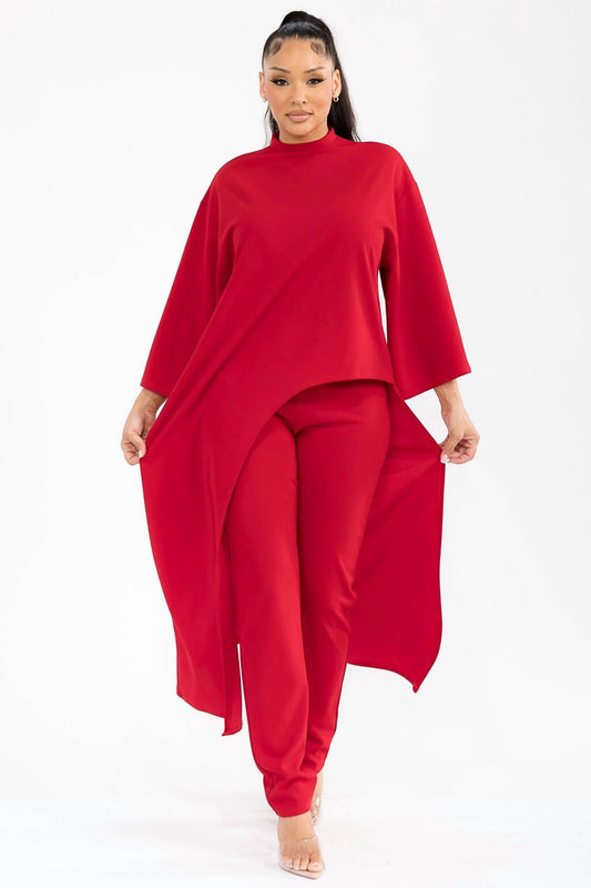 Karen T Design - Bell Sleeve Tunic Top With Pants Set