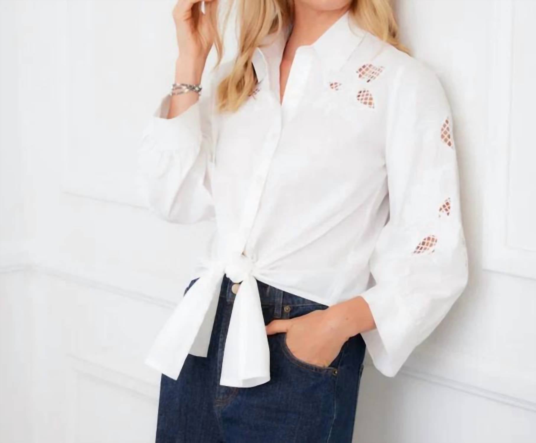 Karen Kane - Embroidered Tie-Front Top