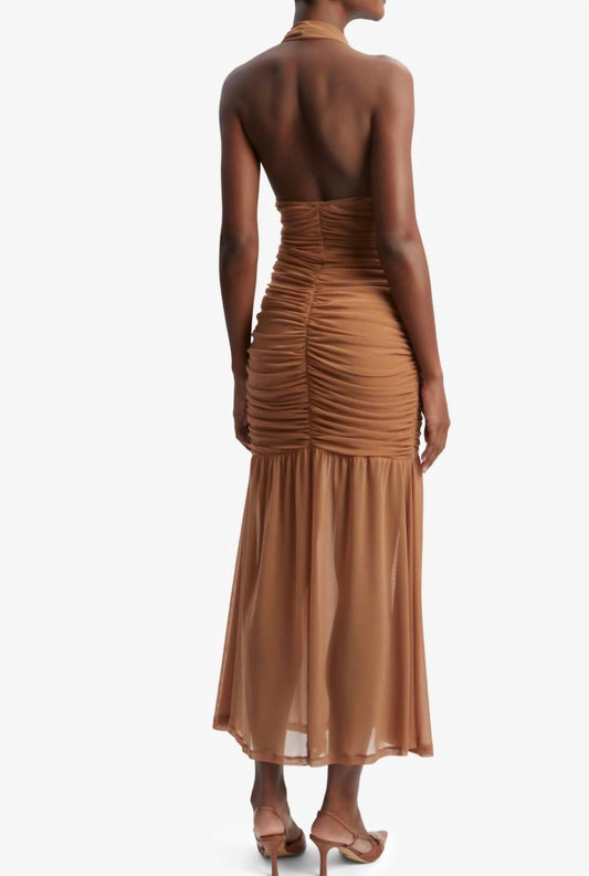 Bardot - Sephera Halter Mesh V-neck Midi Dress