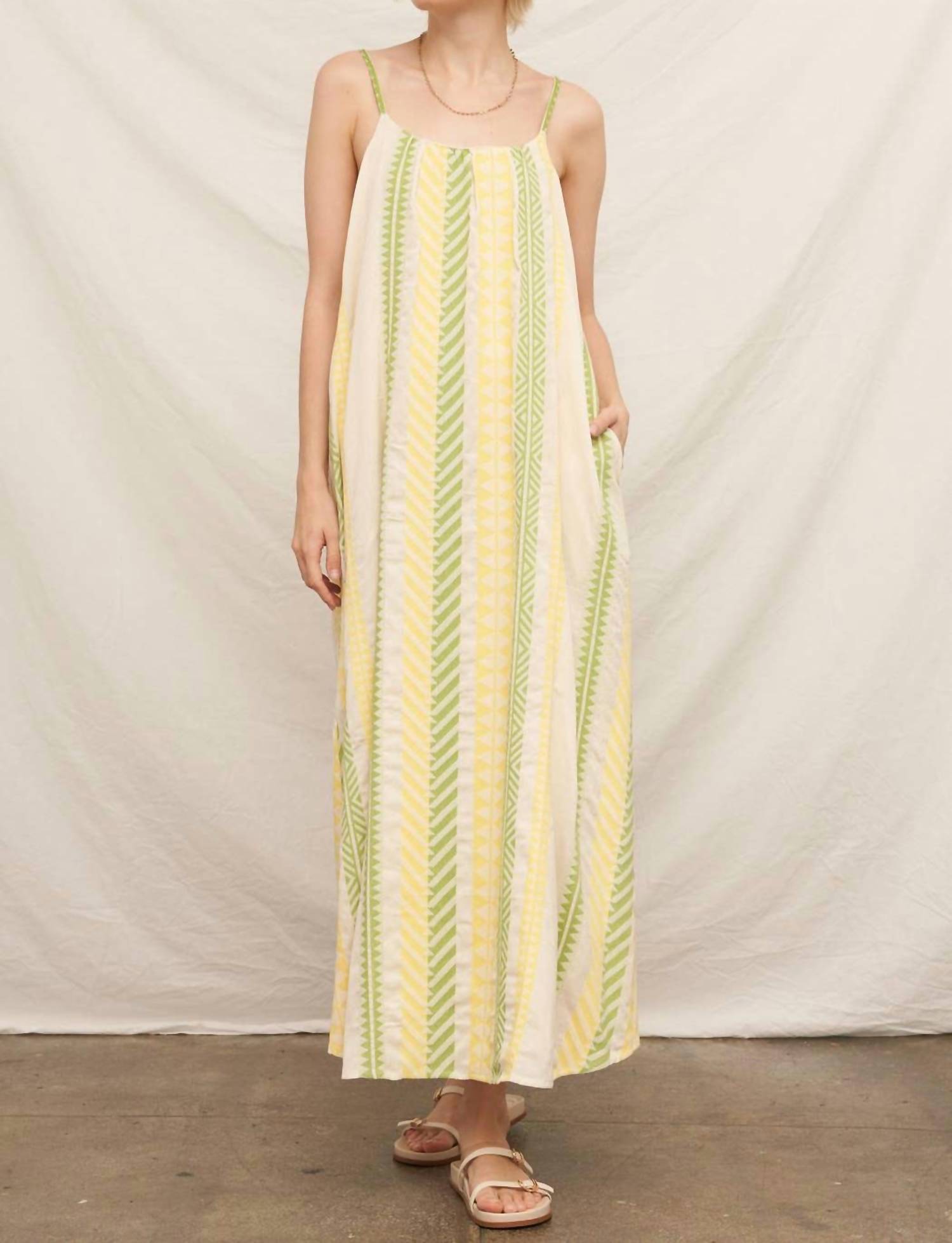 En Creme - Neon Embroidered Cami Maxi Dress