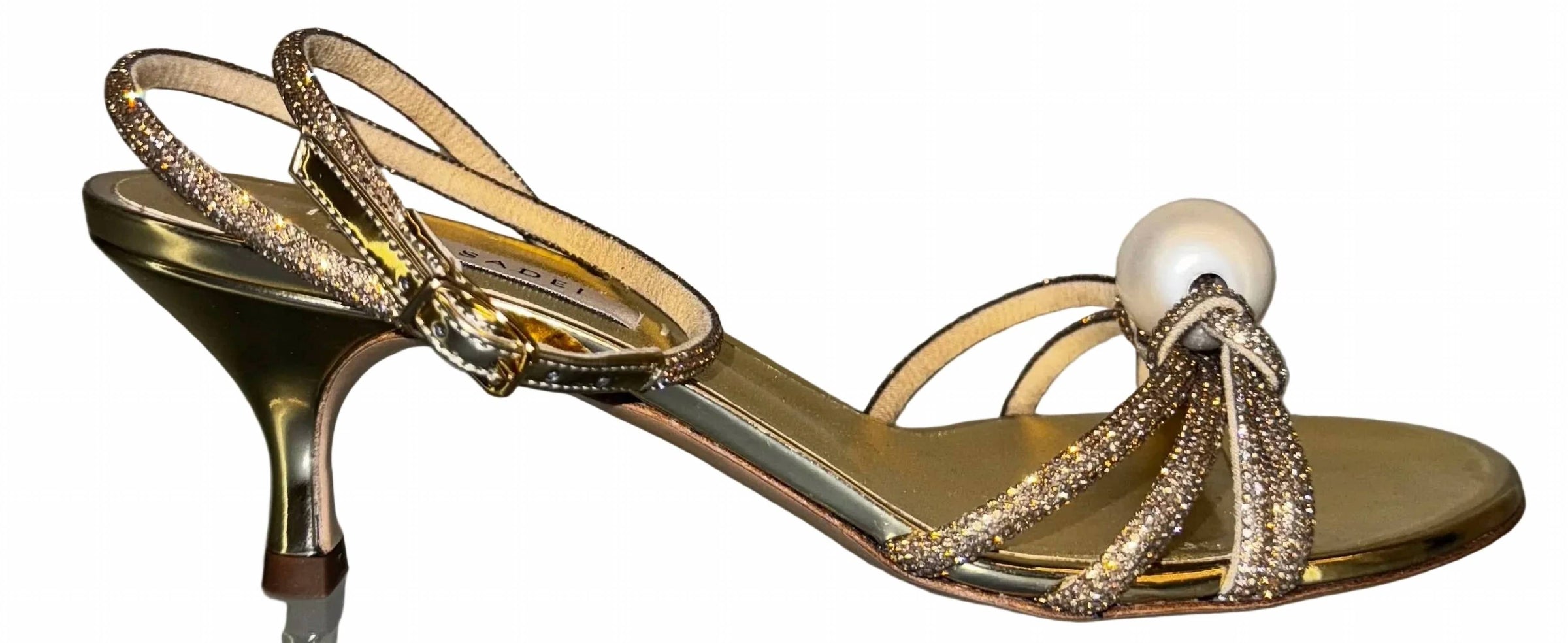 Casadei - Women's Metallic Crystal Sandal With Pearl