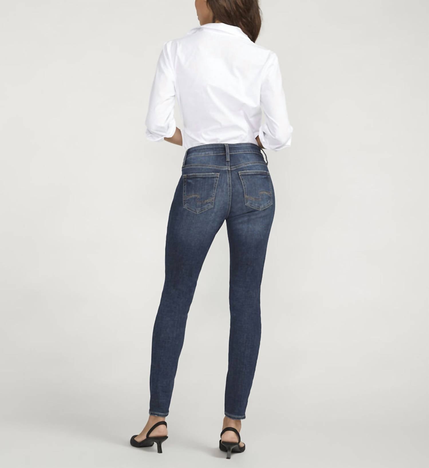 Silver Jeans Co Elyse Skinny Jeans in medium indigo - women's jeans - alternate view