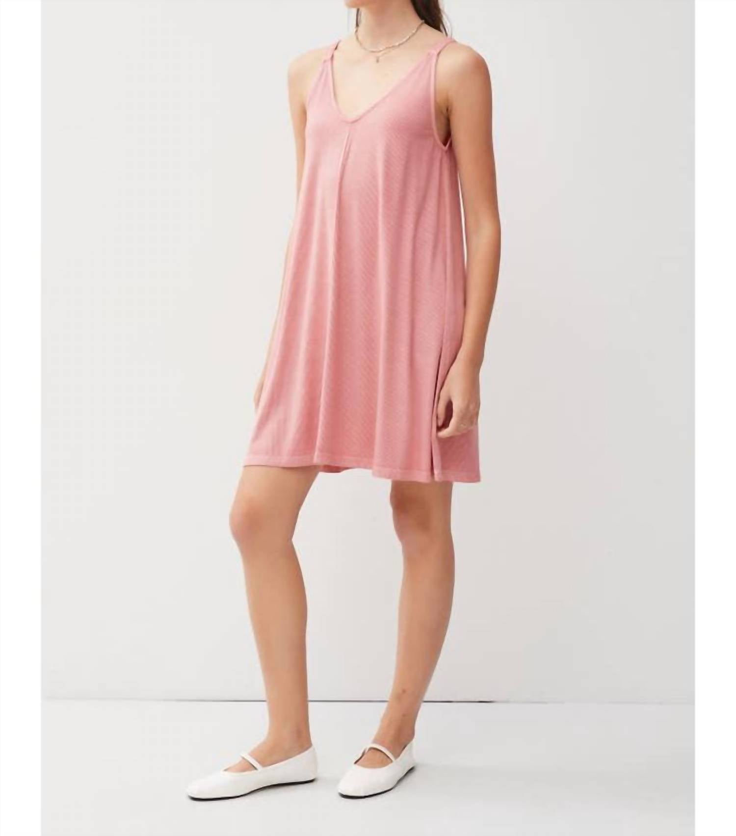 Be Cool - Ribbed V-neck Knit Mini Dress