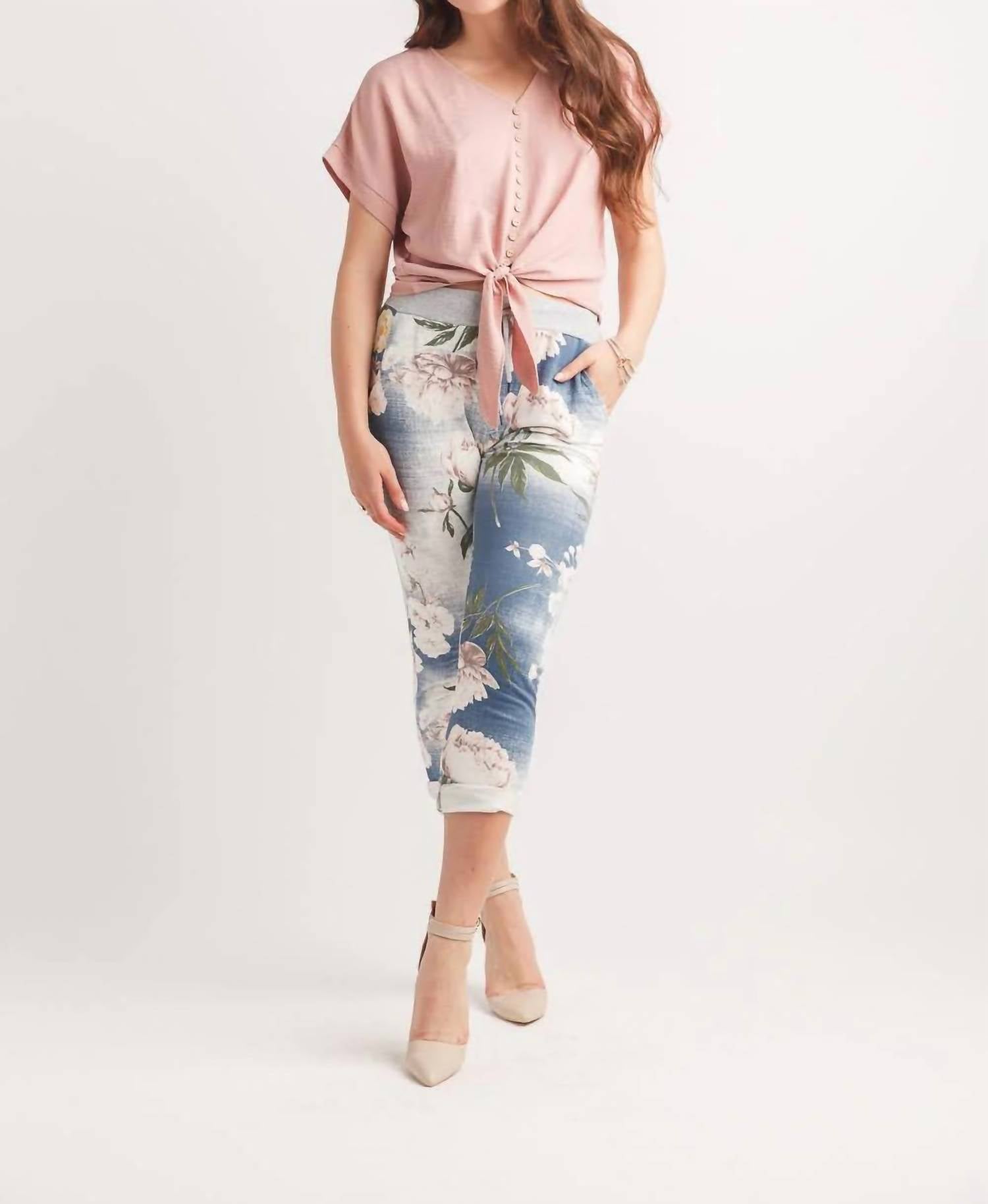 Papillon - Textured Short Sleeve Button Tie Top