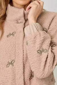 Mystree - Bow Embroidery Mixed Jacket