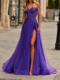 La Femme Women's Prom Dress in royal purple - women's dress