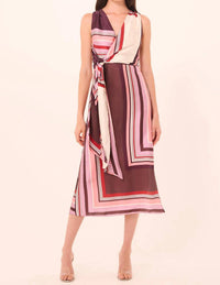 Misa Los Angeles Kina Dress in chocolate geo stripe - women's dress