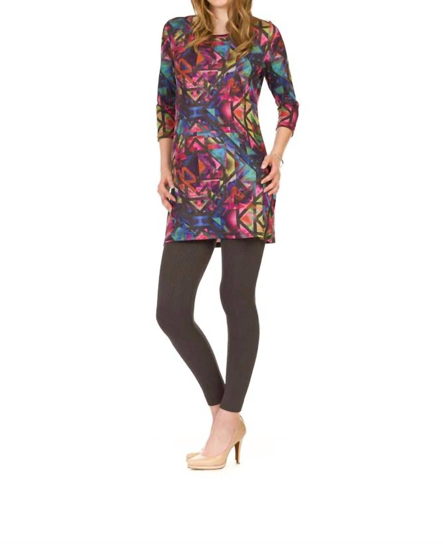 Papillon - Water Color Geo Print Sweater Dress