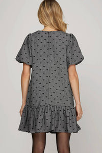 She + Sky - Flocked Bow Mini Dress
