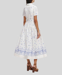 Self-Portrait - Embroidered Midi Shirt Dress