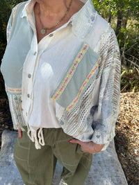 Pol - Short Sleeve Oversized Button Down Top