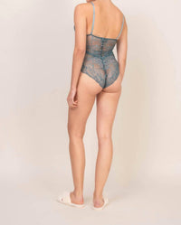 Oh!Zuza See Through Lace Bodysuit in blue - women's shirt - detail view