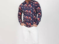 Eight X - Button Down Shirt With Brush Print Design