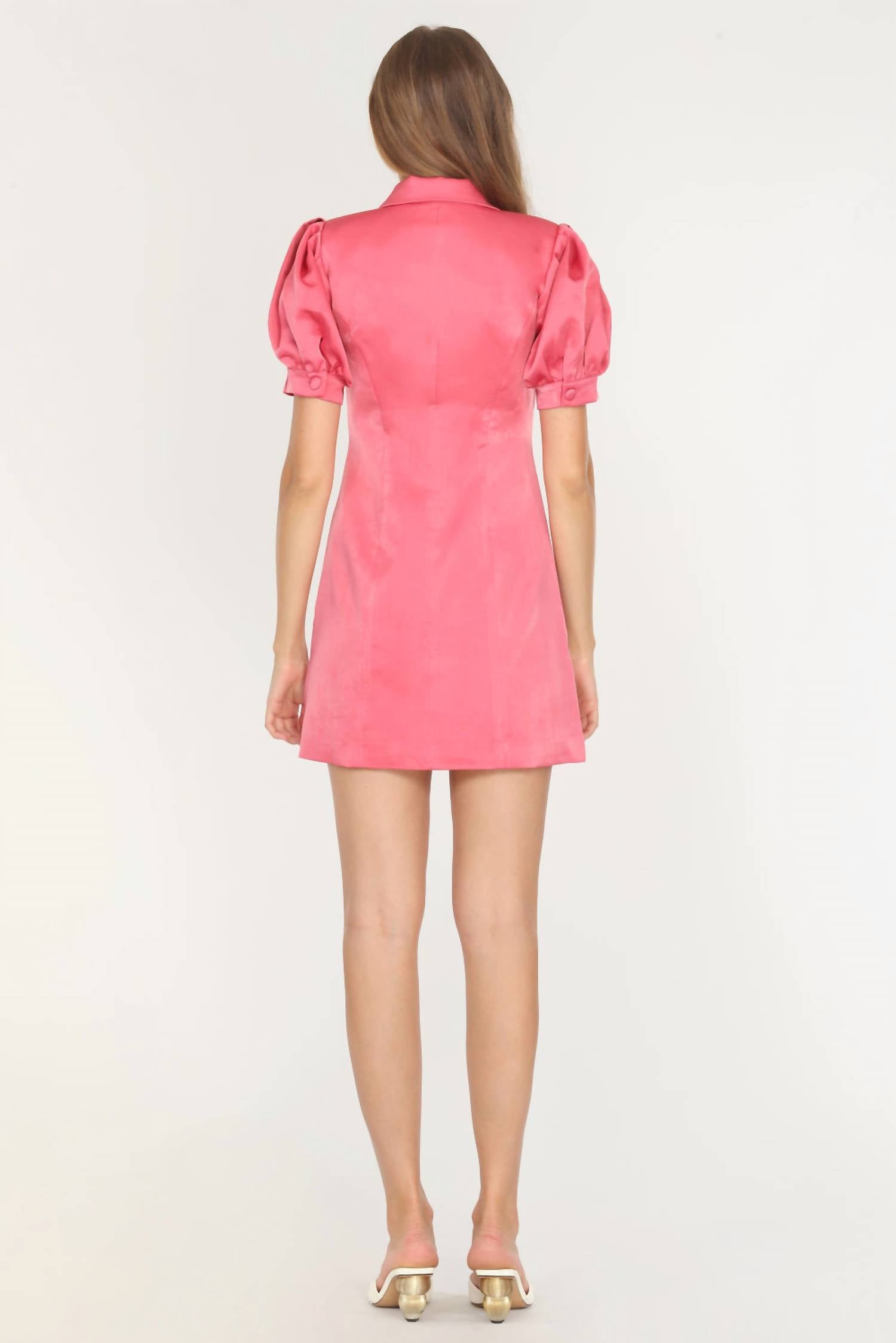 DOUBLE-BREASTED SATIN BLAZER MINI DRESS