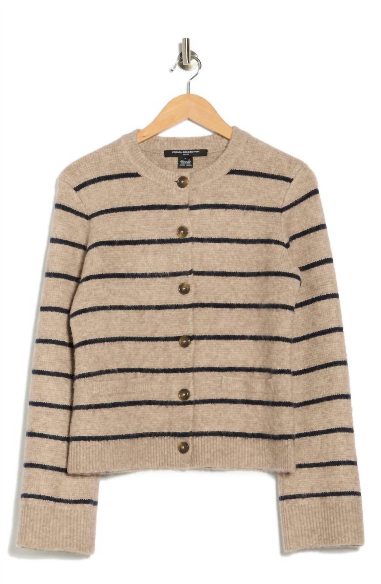 Incashmere - Women's Long Sleeve Striped Cardigan