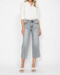 Judy Blue - Tummy Control Raw Hem Crop Wide Jeans