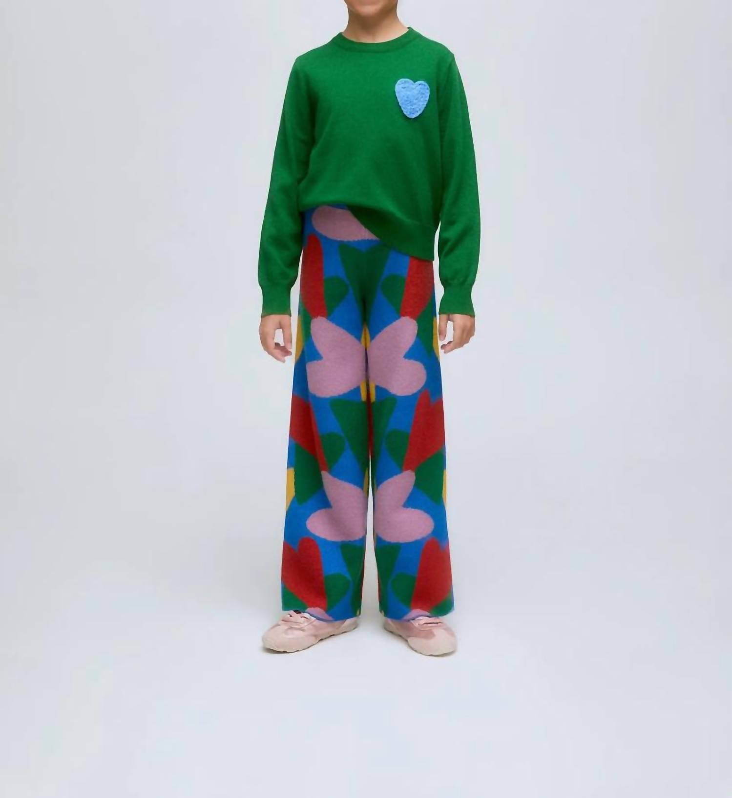 Compania Fantastica - Girl's Knitted Sweater With Heart Embroidery
