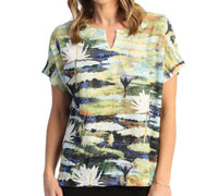 Jess & Jane - Short Sleeve Notch Neck Top