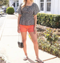 Grace and Lace Josie Smocked Top in black ditsy 1 - women's blouse