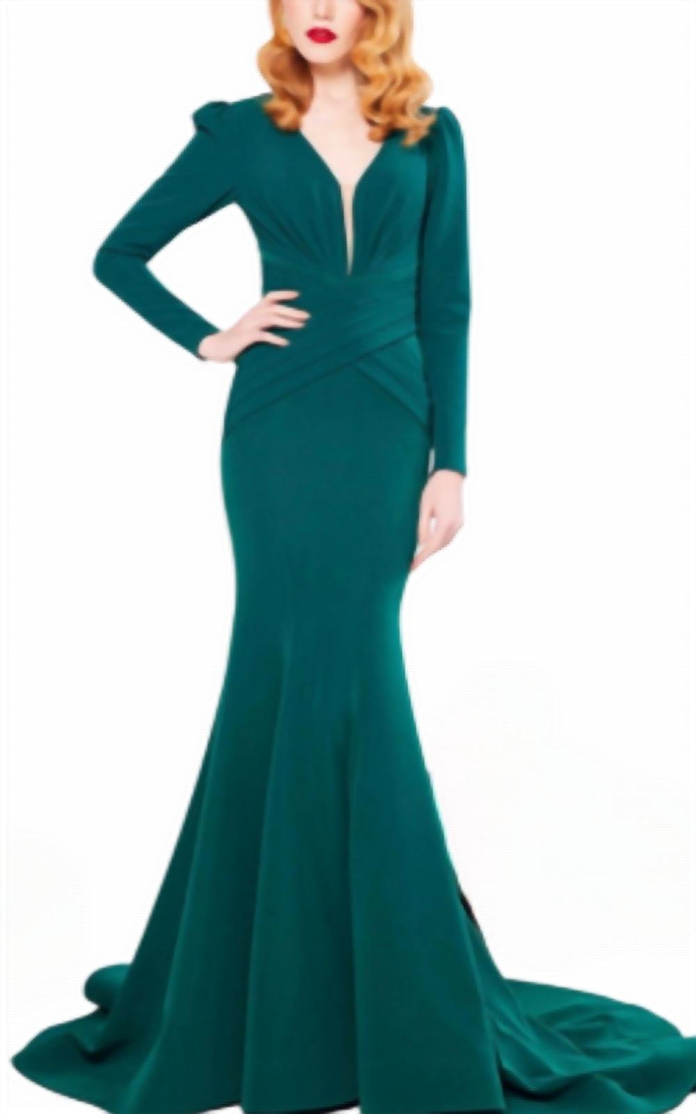 Mnm Couture - Long Sleeve Gown With Train