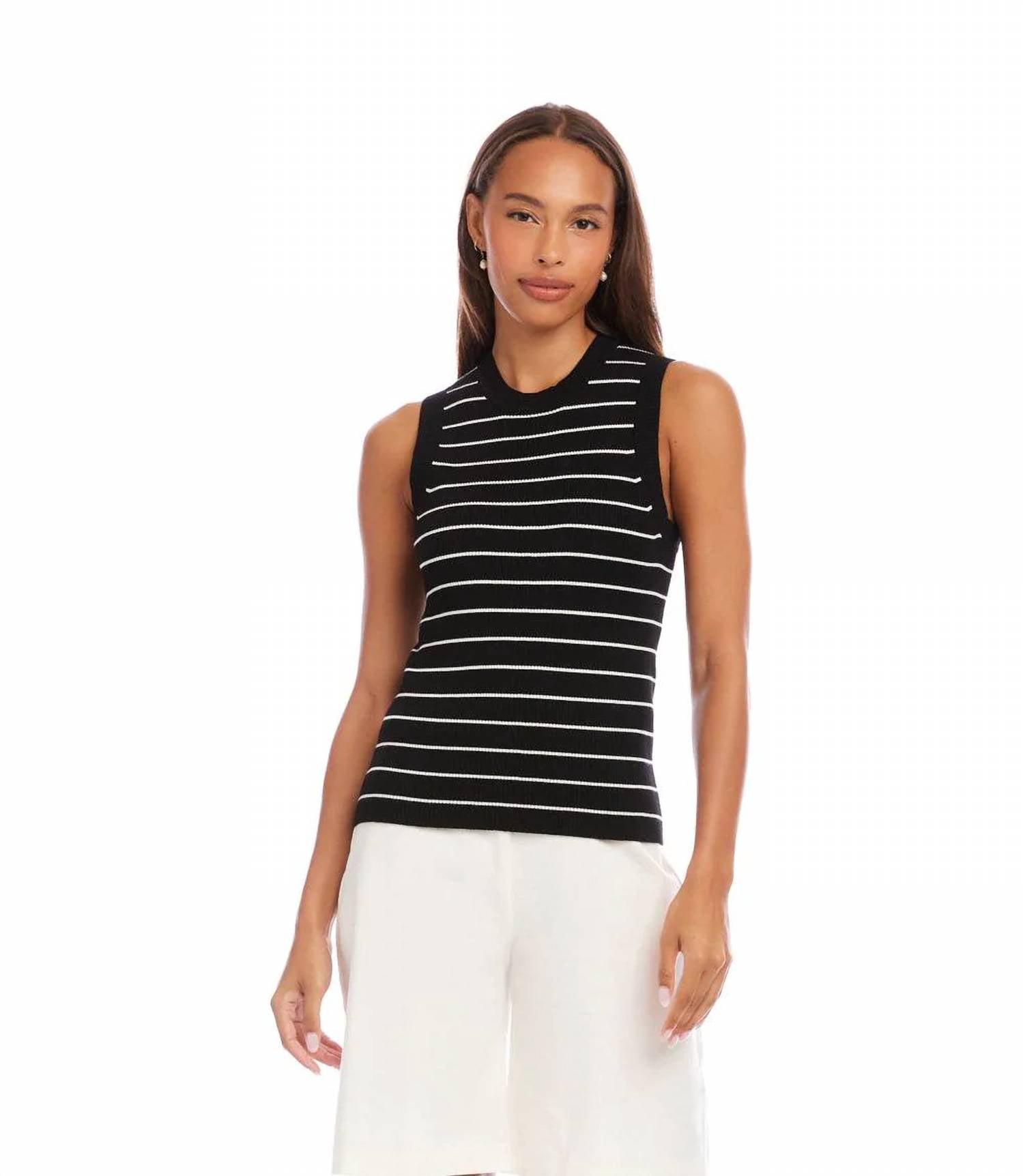 Karen Kane - Stripe Ribbed Sweater Tank Top