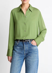Vince Button-front Blouse in clover - women's blouse