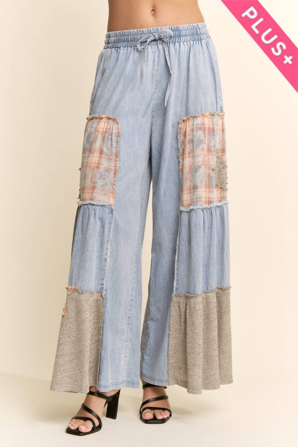 Davi & Dani - Lace Blocked Wide Leg Pants