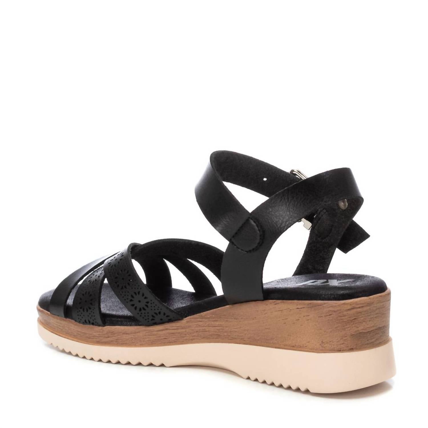 Xti Women's Wedge Sandals in black 1 - women's sandal - alternate view