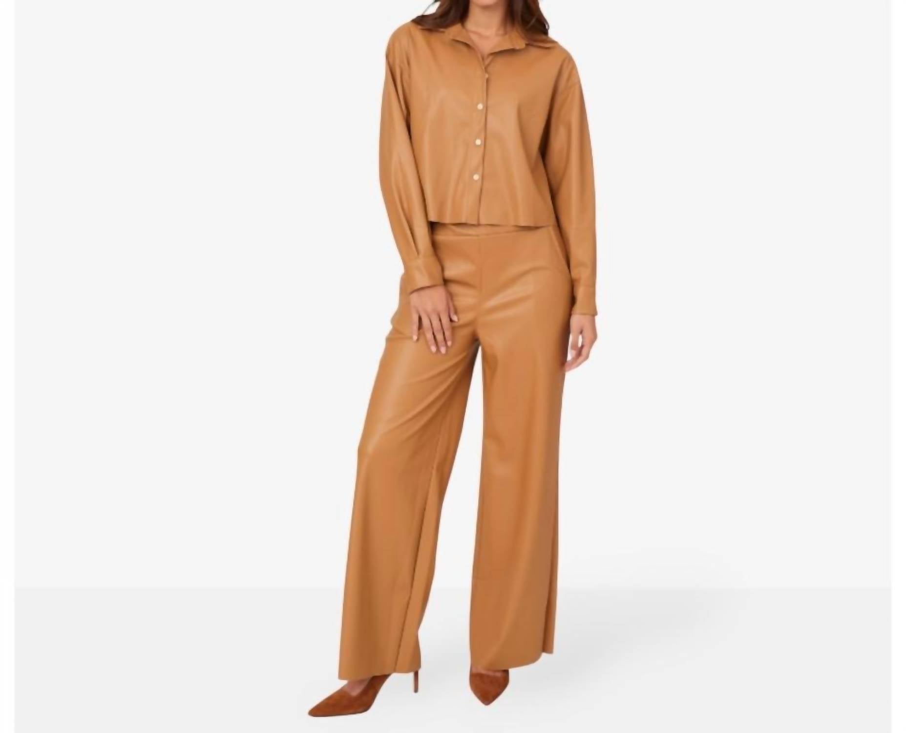 Astrid - Faux Leather Pull-on Pants