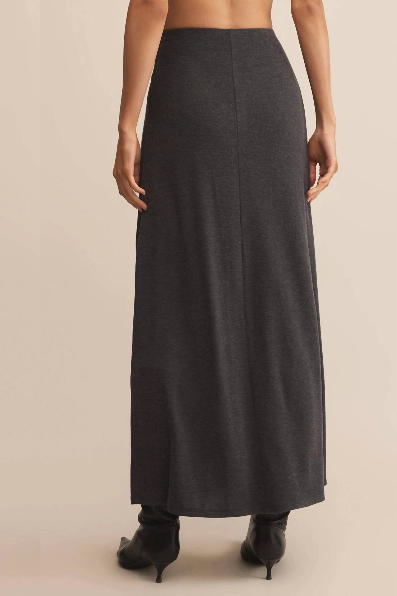 Z Supply Demure Maxi Skirt in charcoal heather 1 - women's skirt - alternate view