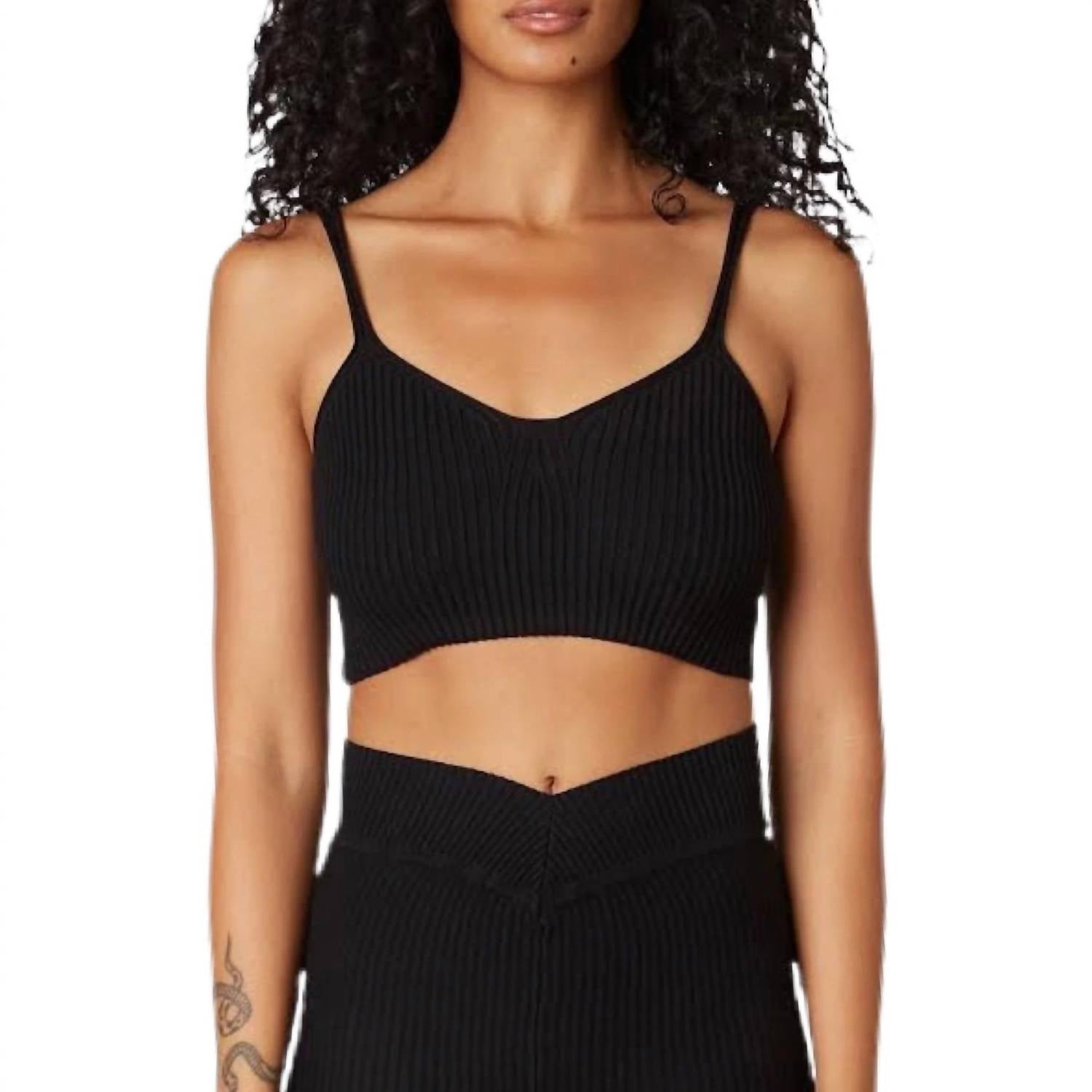 NIA Ribbed Sweater Bralette in black - women's intimate