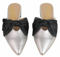 Ccocci - Women's Bow Decor Pointed Toe Mule