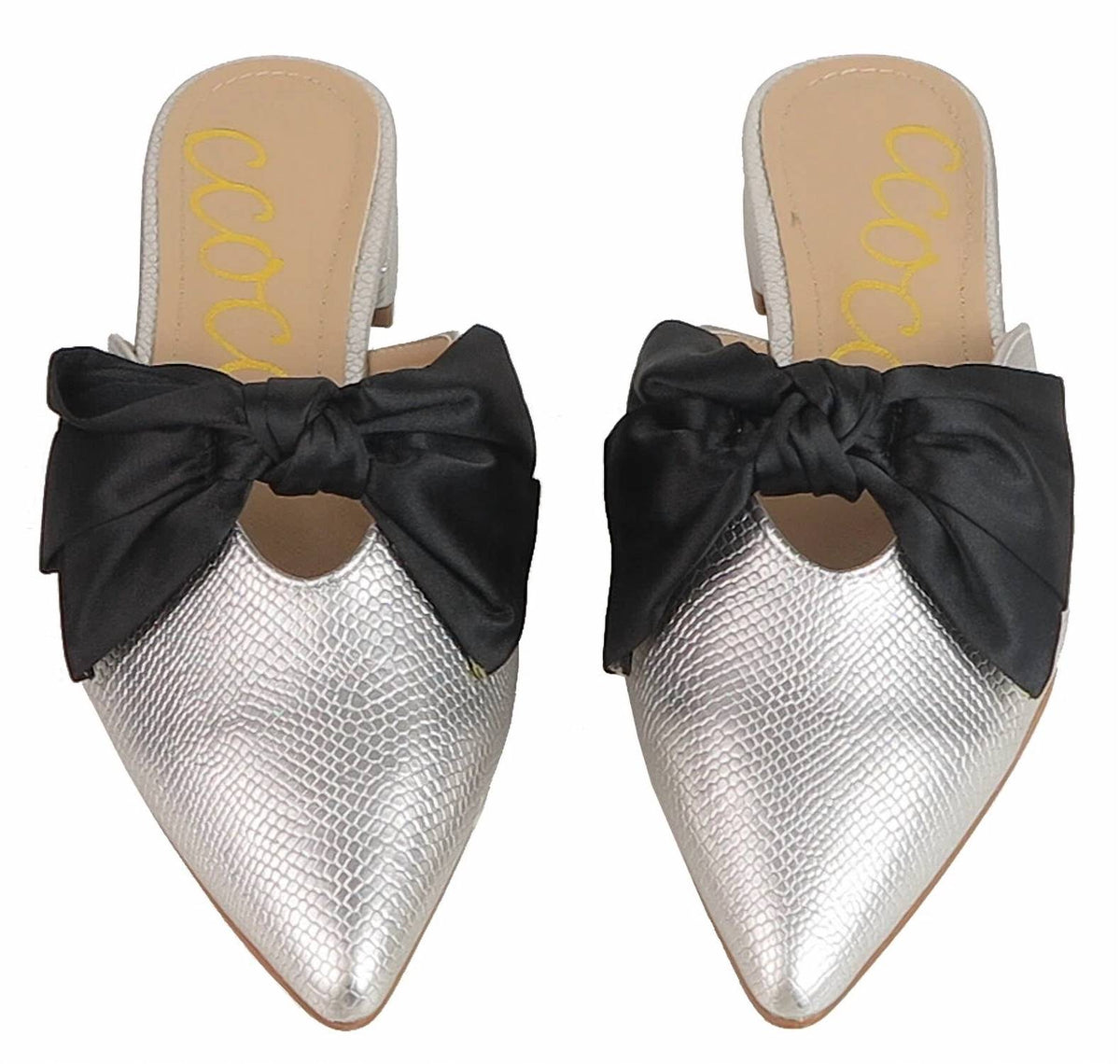Ccocci - Women's Bow Decor Pointed Toe Mule