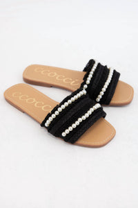 Ccocci - Women's Pearl Embellished Tweed Sandals
