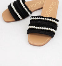 Ccocci - Women's Pearl Embellished Tweed Sandals