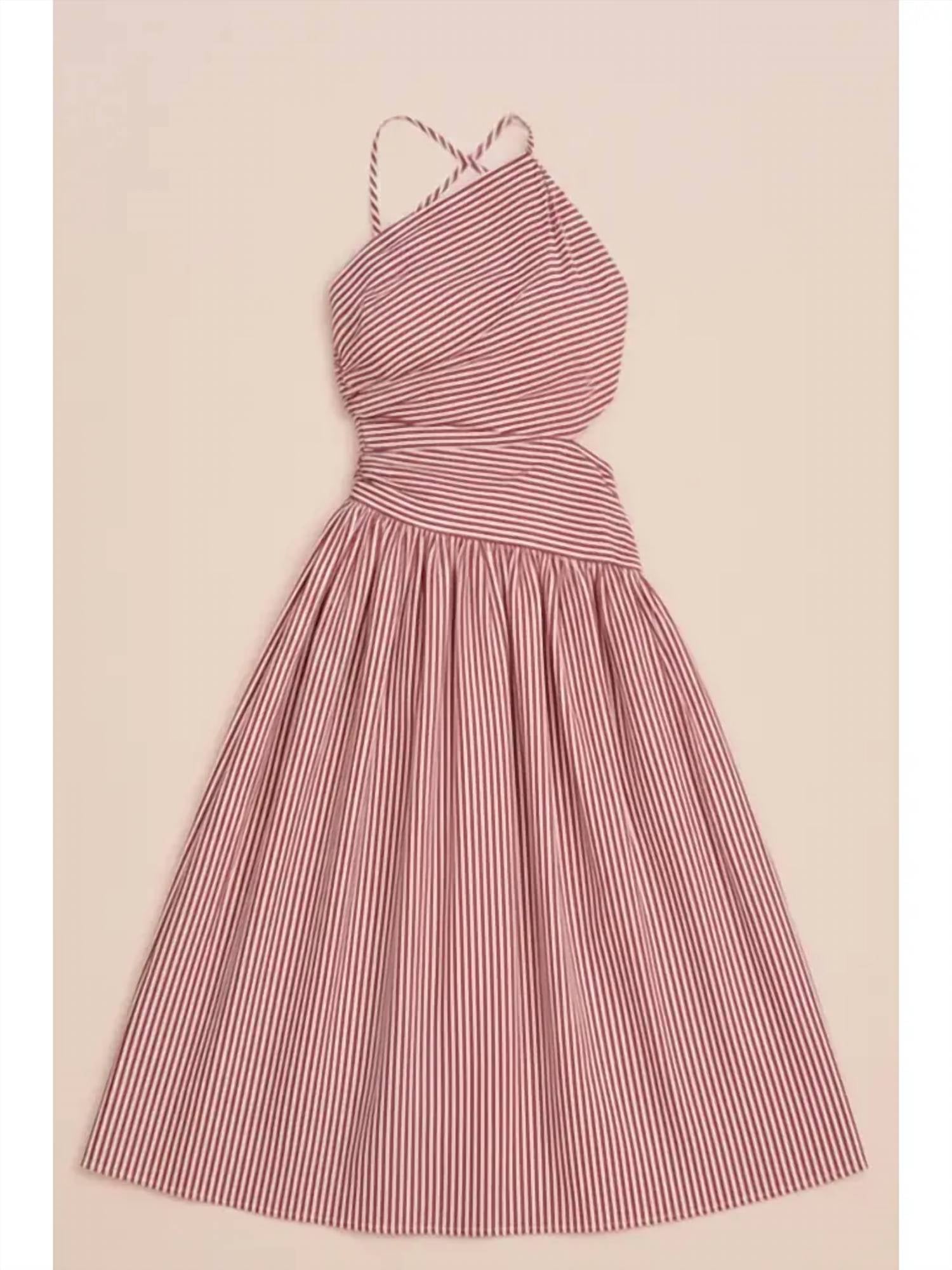 Illa Illa - Asymmetrical Striped Midi Dress