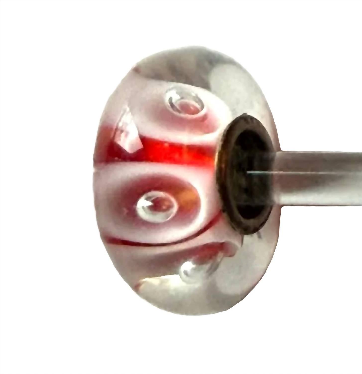 Trollbeads Women's Universal Bubble Bead Charm in unique stripe red - women's jewelry