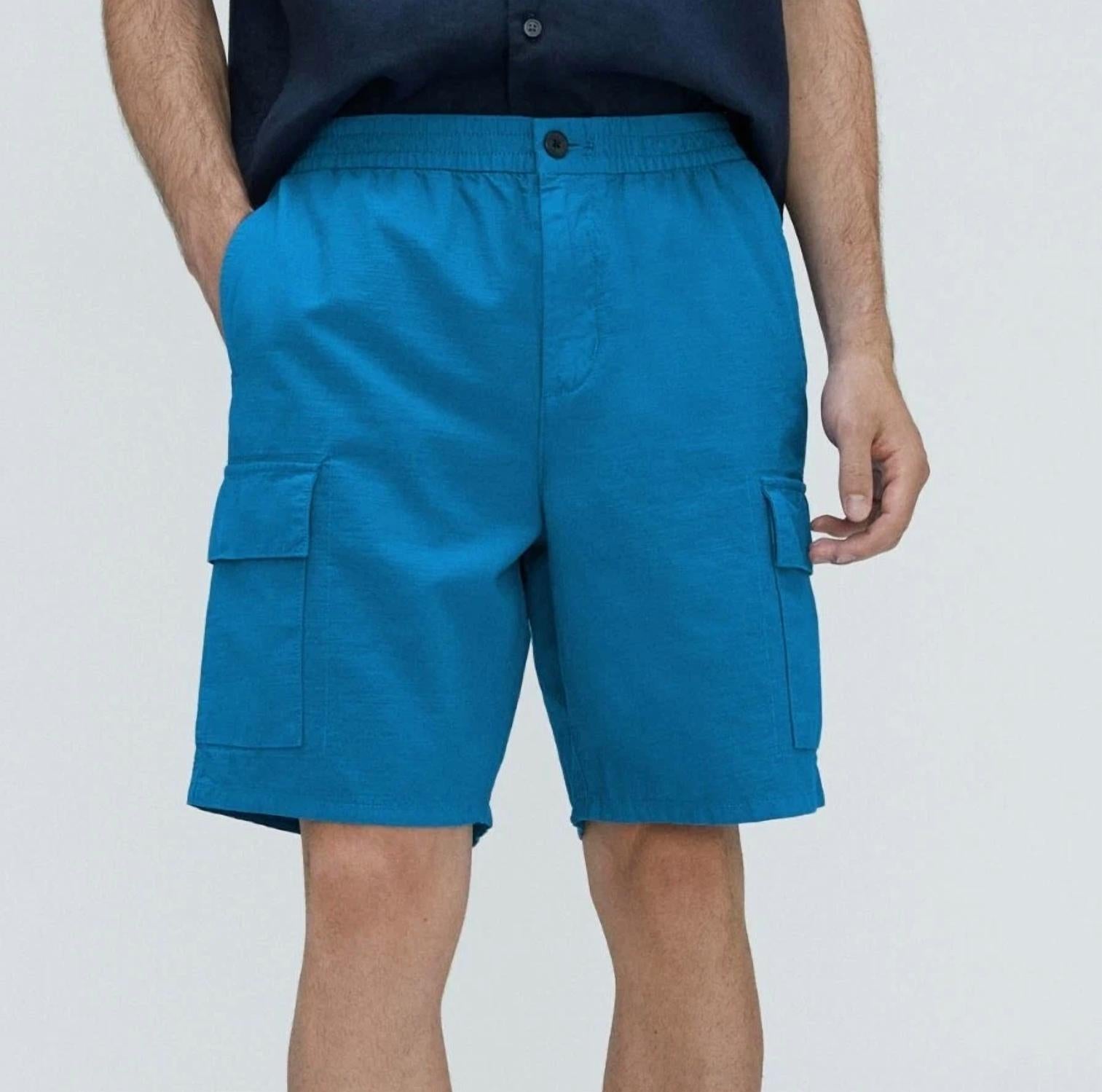 Everlane Cotton Linen Cargo Short in horizon blue - men's shorts