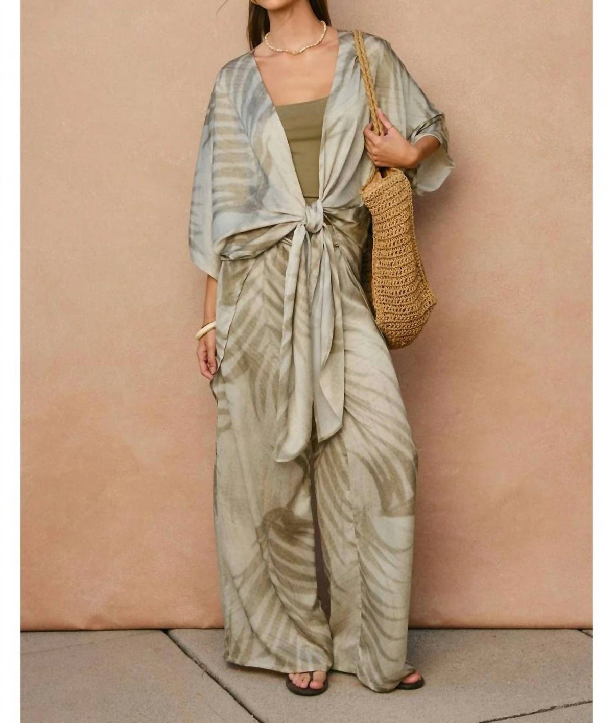 Dress Forum - Women's Sandstone Palm High Slit Kimono Duster