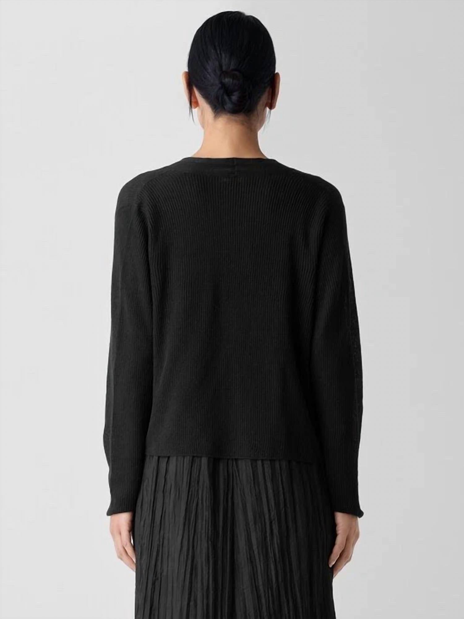 Eileen Fisher - LINEN COTTON RIBBED CARDIGAN