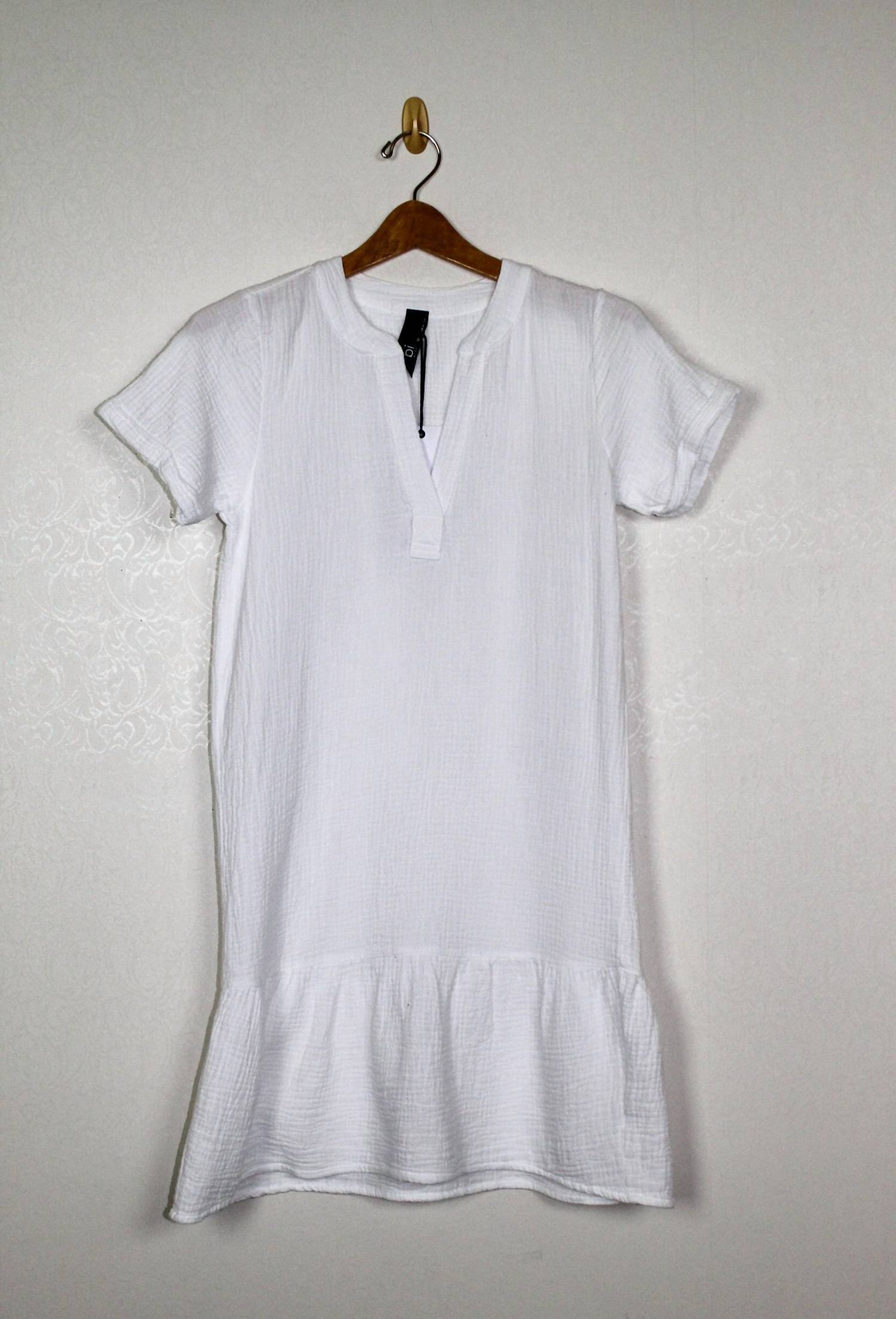 Bobi - Split Neck Ruffle Hem Dress