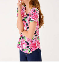 Lilly Pulitzer Key West Top in onyx party all the time - women's t-shirt - alternate view