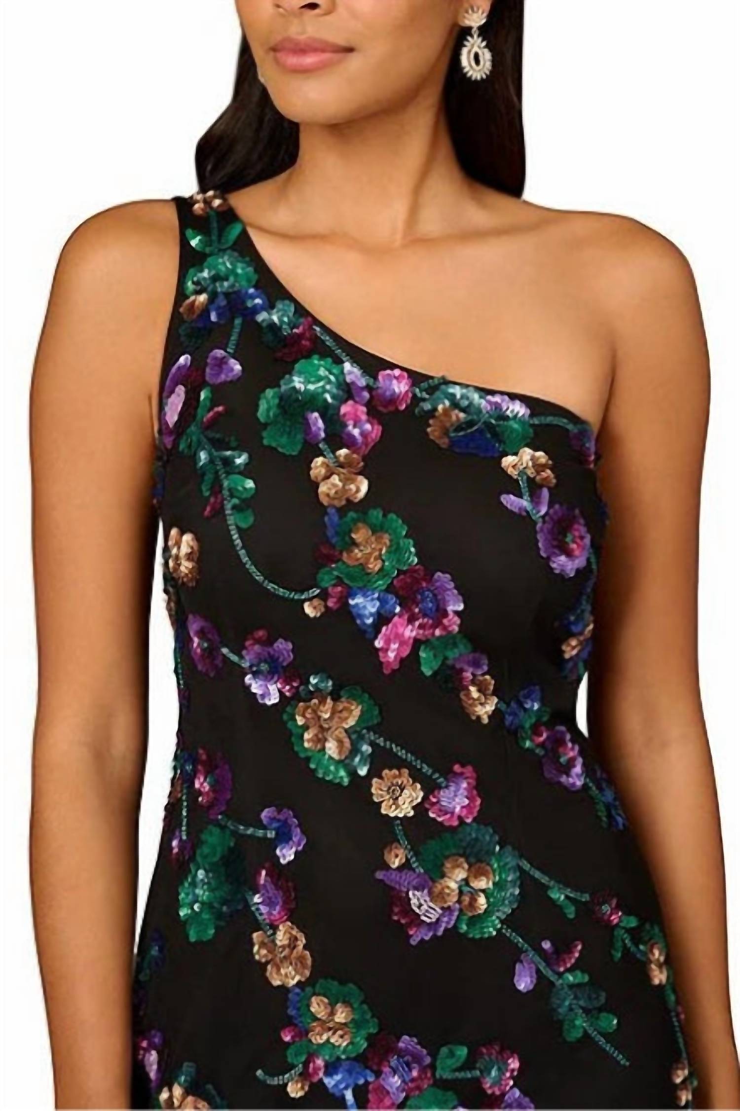 Aidan Mattox - Beaded Mesh One Shoulder Mermaid Gown
