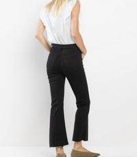 sneak peek High Rise Cropped Kick Flare Pants in black - women's pants - alternate view