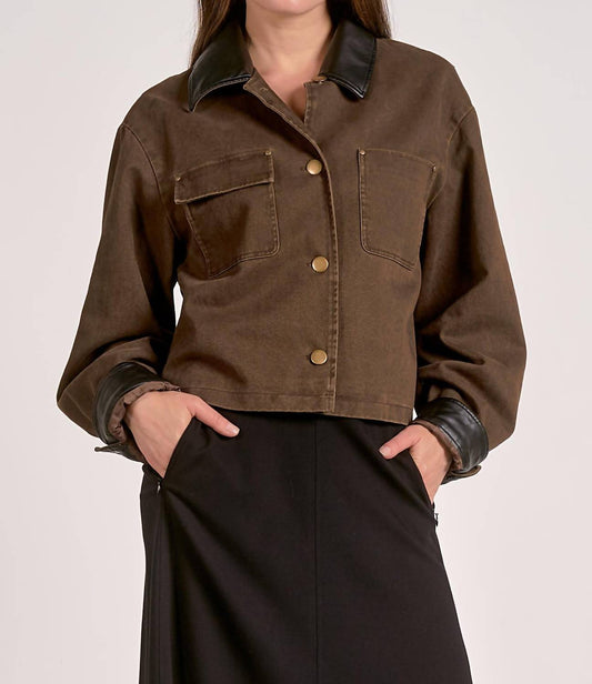 Elan - Faux Leather Trim Jacket