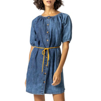 Lilla P Women's Belted Button Down Dress in denim - women's dress